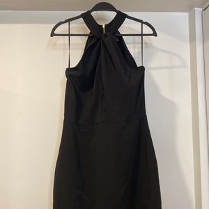 Black high neck midi dress